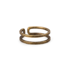 Minimalist double band copper ring with an open adjustable back, white background