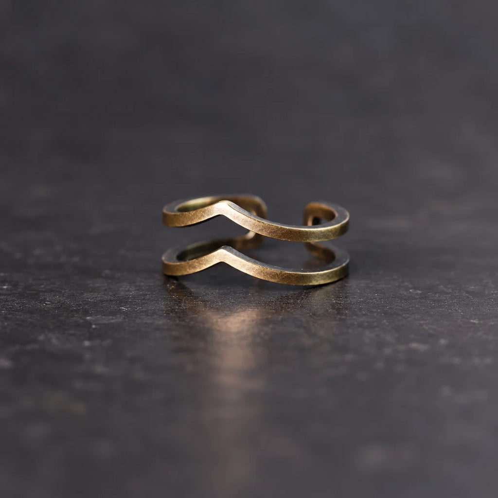 Front view of the V-shaped double band copper ring