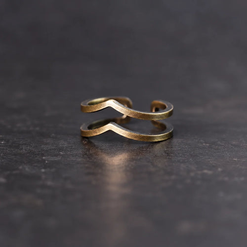 Front view of the V-shaped double band copper ring