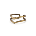 Double chevron V-shaped copper ring with an open adjustable band, white background