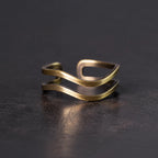 Angled view of the double wave adjustable copper ring