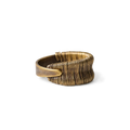 Wide copper ring wrapped in fine copper wire with a smooth crossover band, white background